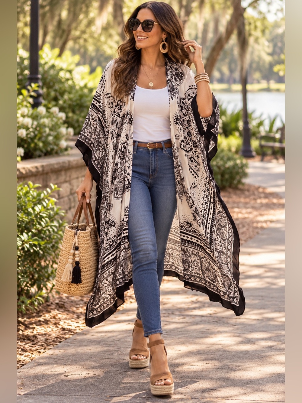 Paisley Kimono Cover-Up L / XL